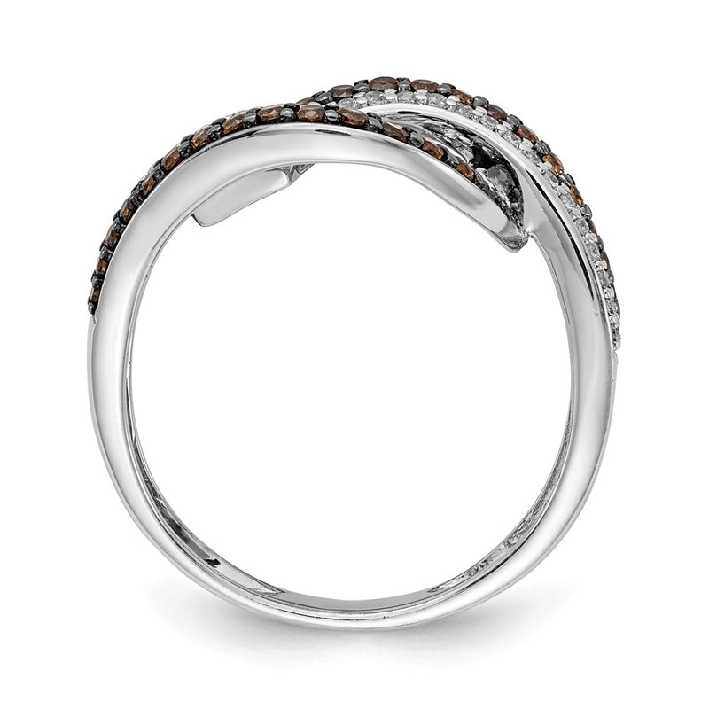 14k White Gold Champagne Real Diamond Black Rhodium Ring