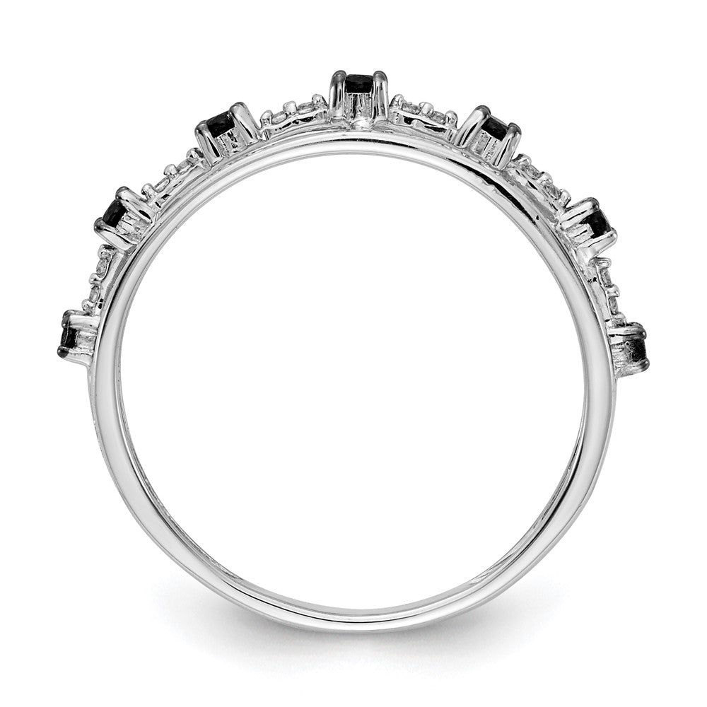 14k White Gold Black and White Real Diamond Ring