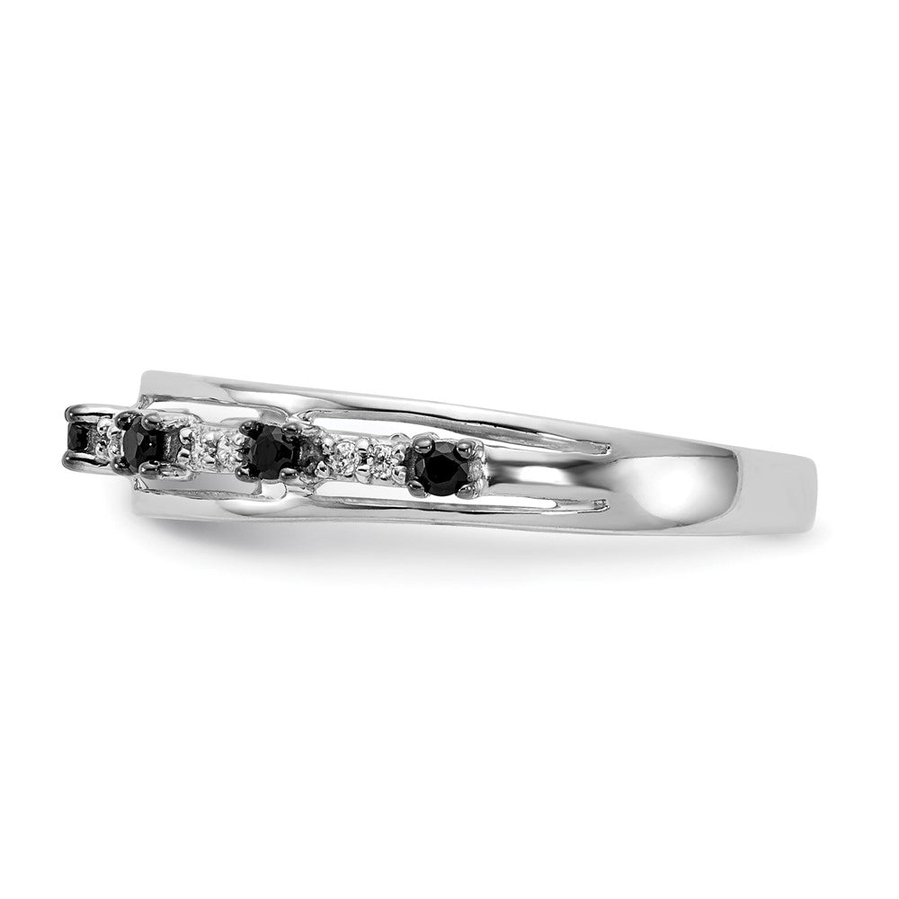 14k White Gold Black and White Real Diamond Ring