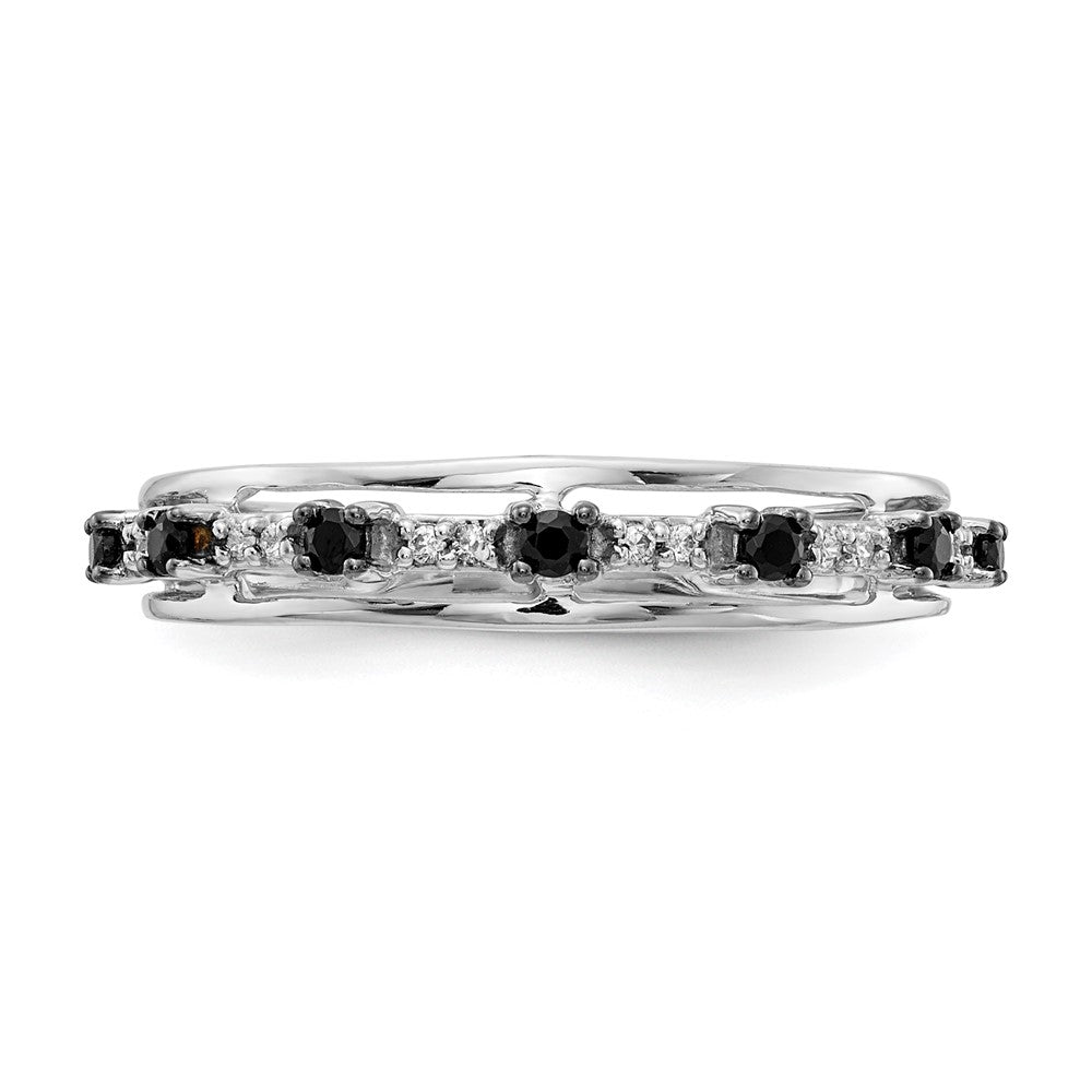 14k White Gold Black and White Real Diamond Ring