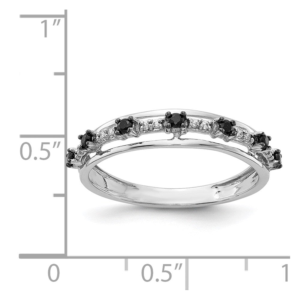 14k White Gold Black and White Real Diamond Ring