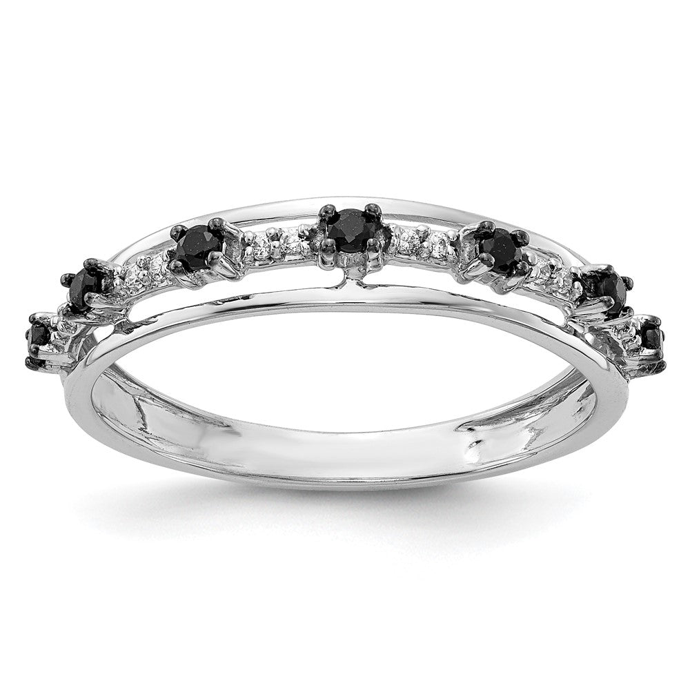 14k White Gold Black and White Real Diamond Ring