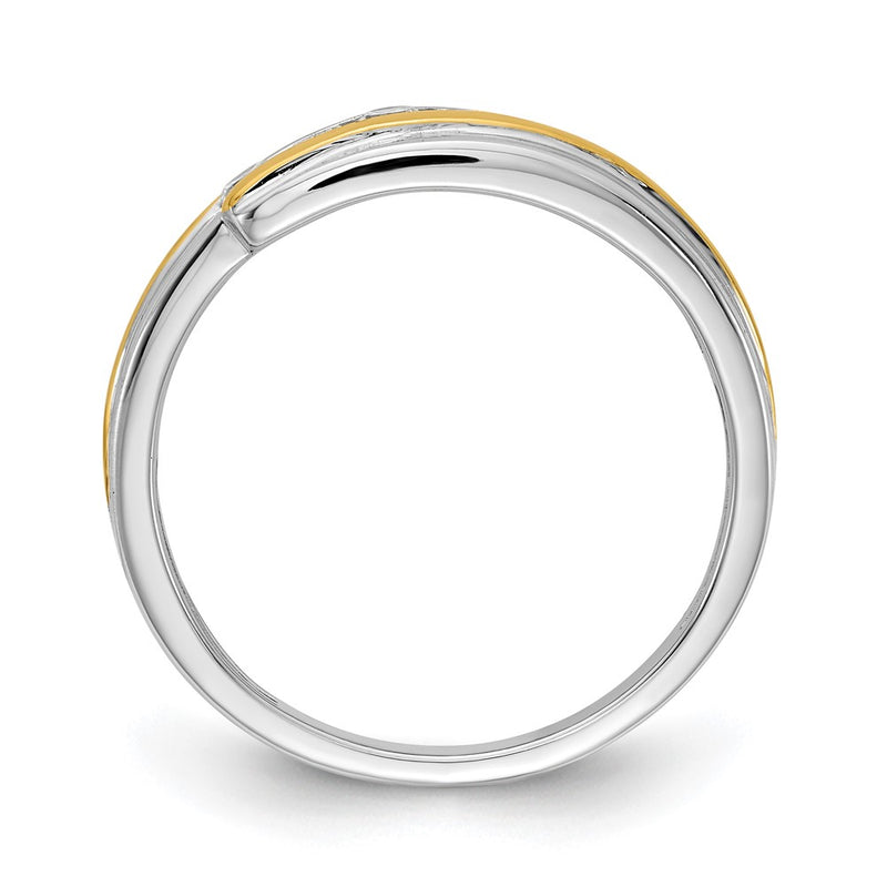 14k White & Yellow Gold Real Diamond Men's Ring
