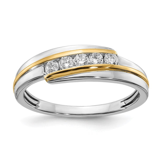 14k White & Yellow Gold Real Diamond Men's Ring