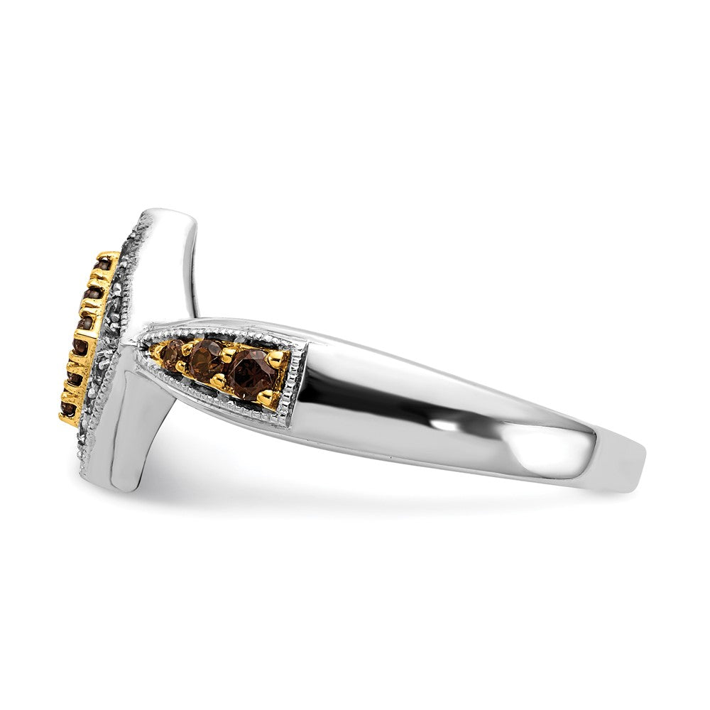 14k White Gold w/Yellow Rhodium White and Champagne Real Diamond Ring