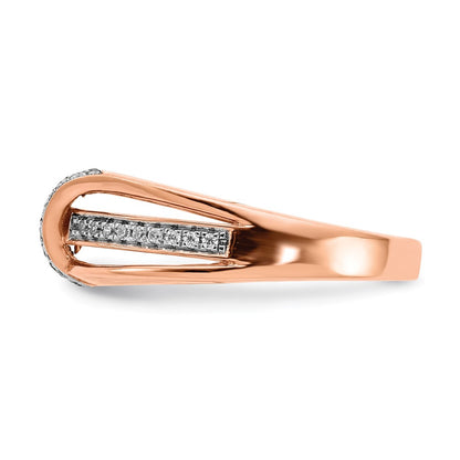 Solid 14k Rose Gold White and Champagne Simulated CZ Ring