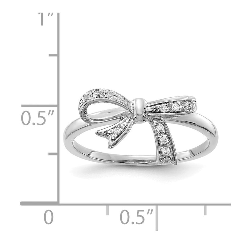 14k White Gold Real Diamond Bow Ring