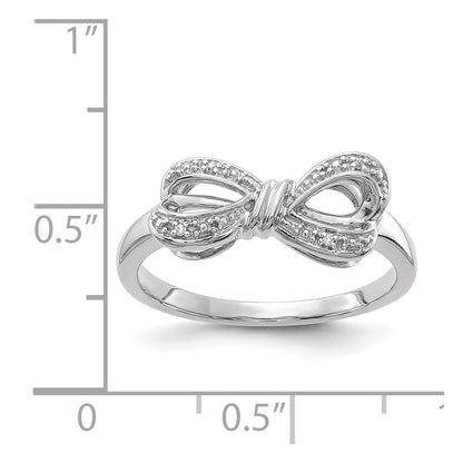 14k White Gold Real Diamond Bow Ring