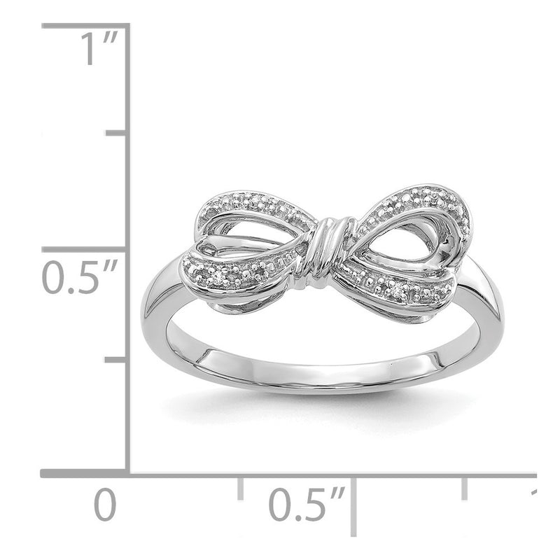 14k White Gold Real Diamond Bow Ring