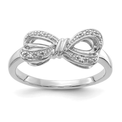 14k White Gold Real Diamond Bow Ring