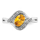 14k White Gold Oval Citrine and Real Diamond Ring