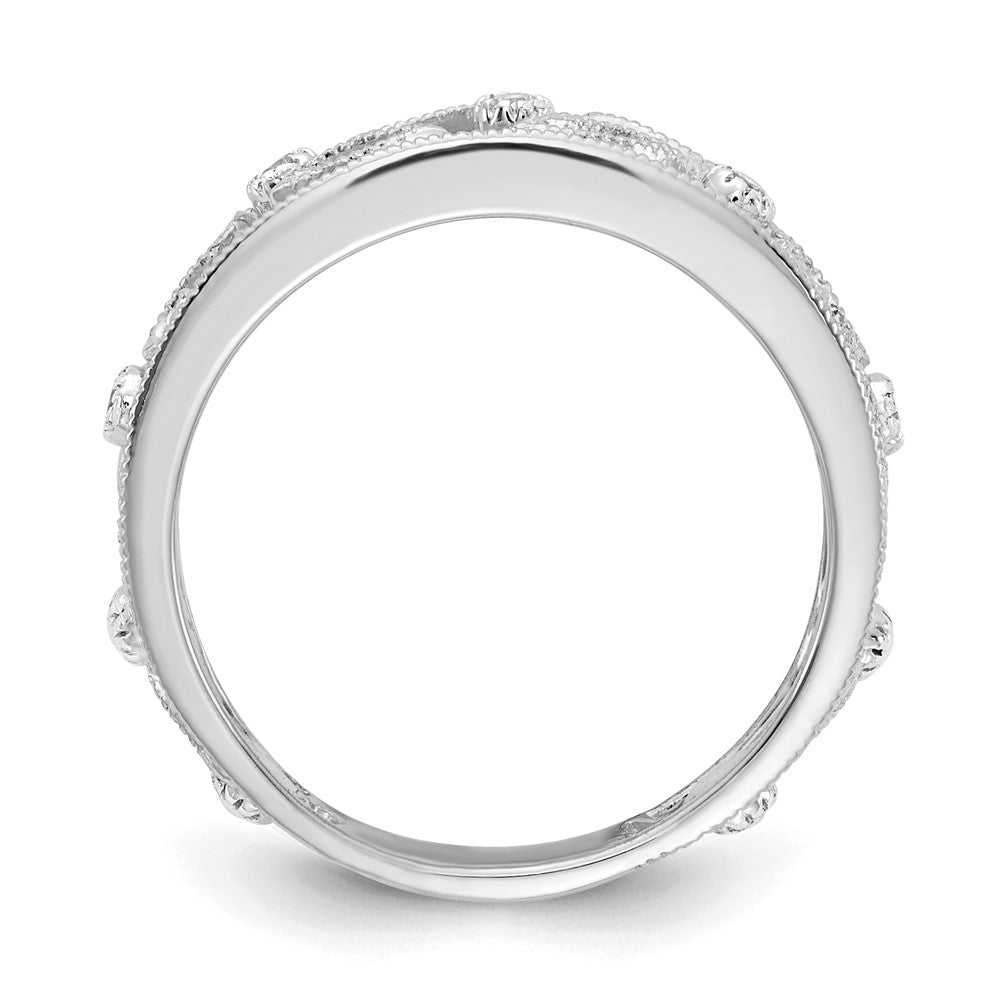 14k White Gold Flower Vine Design Real Diamond Ring
