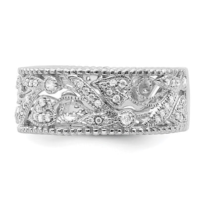 14k White Gold Flower Design Real Diamond Ring