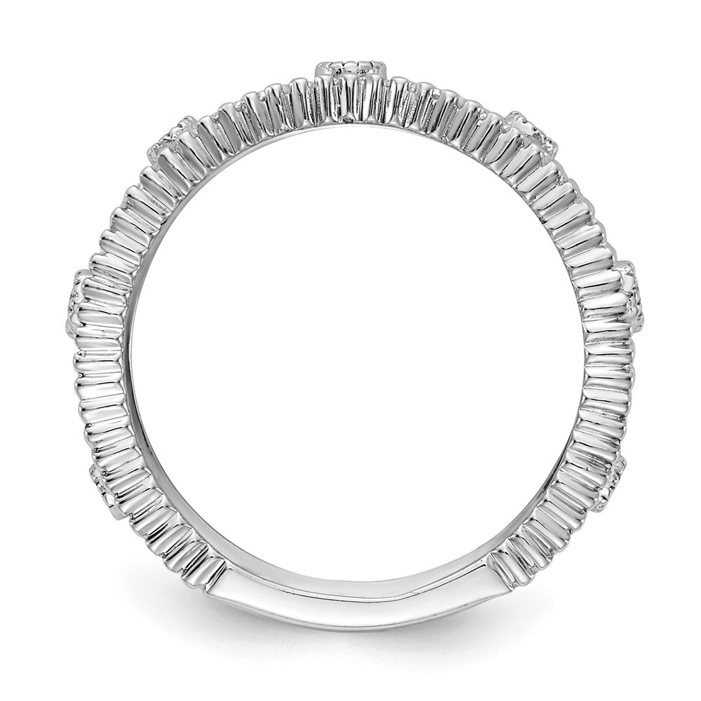 Solid 14k White Gold Simulated CZ Vintage Band
