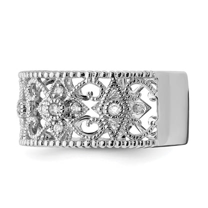 Solid 14k White Gold Simulated CZ Vintage Band