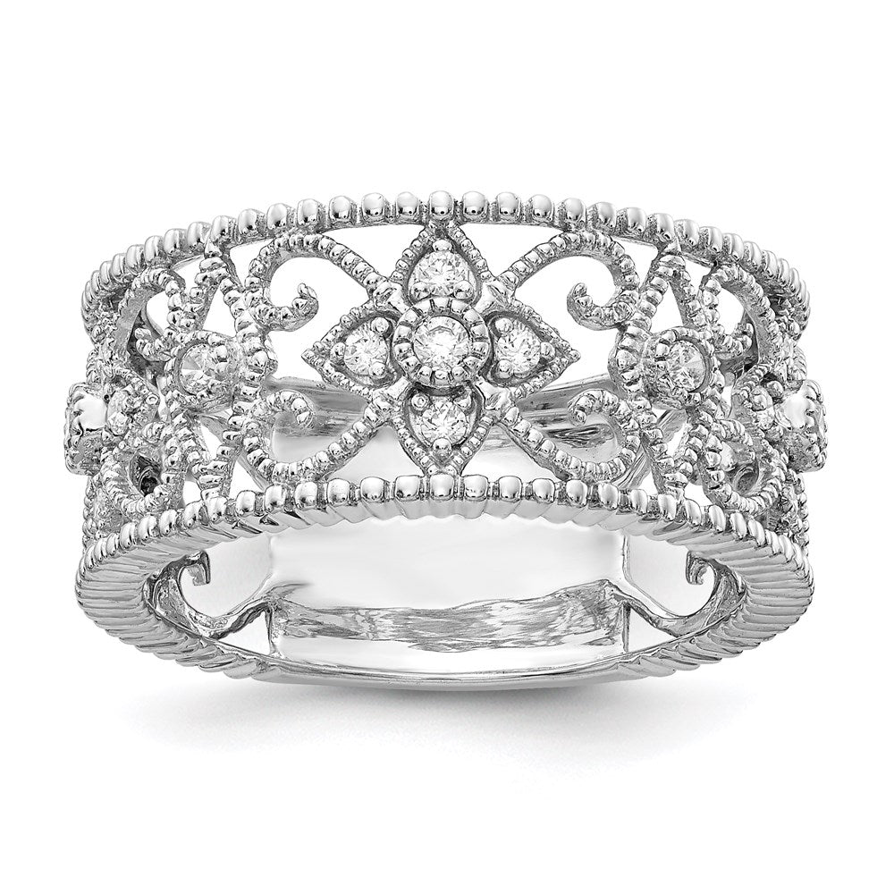 14k White Gold Real Diamond Vintage Band
