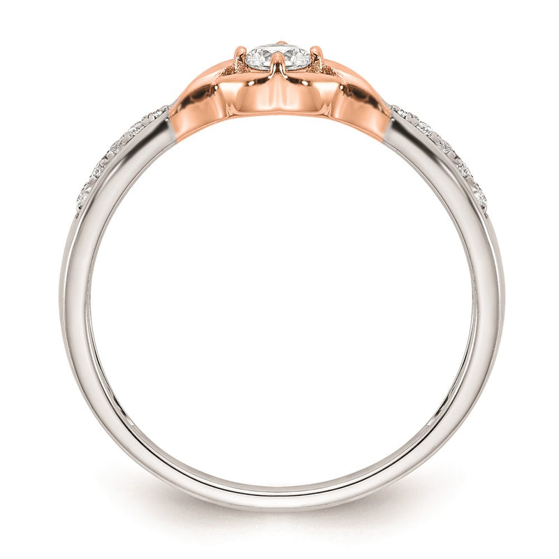 14k White & Rose Gold Real Diamond Promise Ring