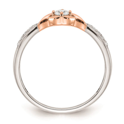 0.10ct. CZ Solid Real 14k White & Rose Gold Complete Promise Ring