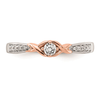 0.10ct. CZ Solid Real 14k White & Rose Gold Complete Promise Ring