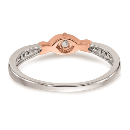 0.10ct. CZ Solid Real 14k White & Rose Gold Complete Promise Ring