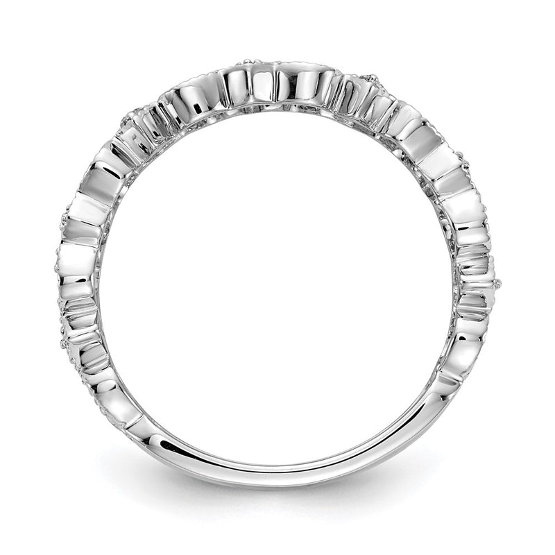 14k White Gold Real Diamond Fleur-de-Lis Ring