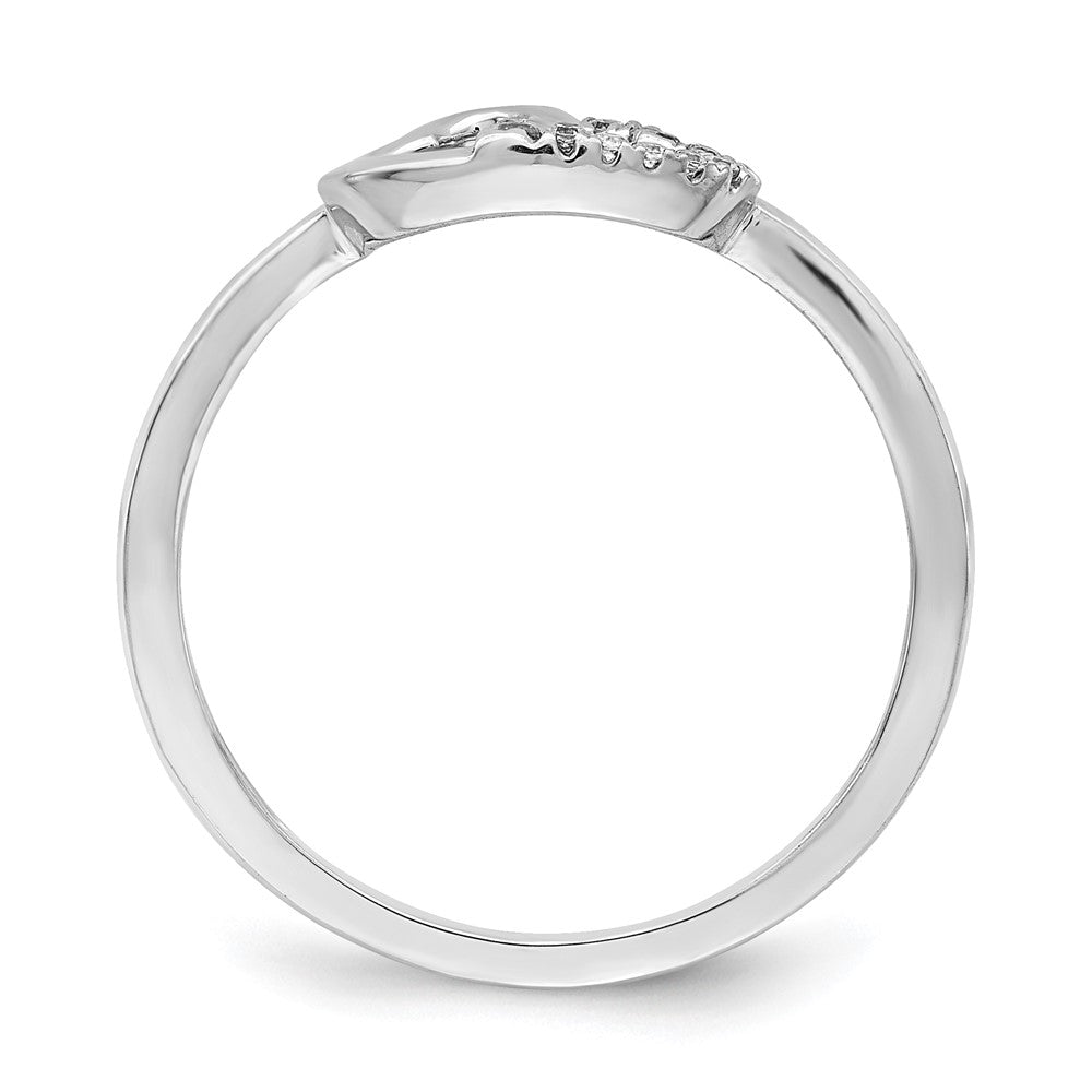 14k White Gold Real Diamond Double Heart Ring