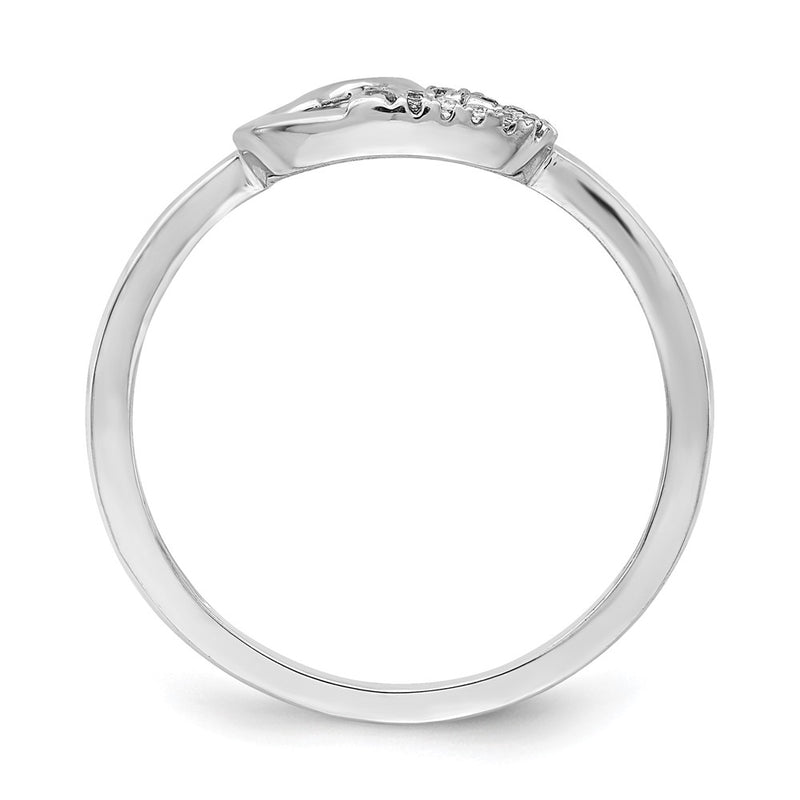14k White Gold Real Diamond Double Heart Ring