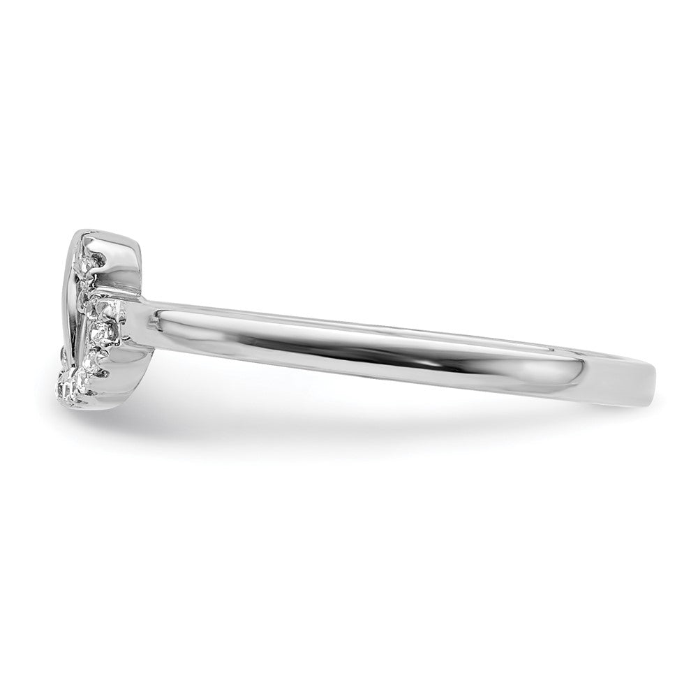 14k White Gold Real Diamond Double Heart Ring