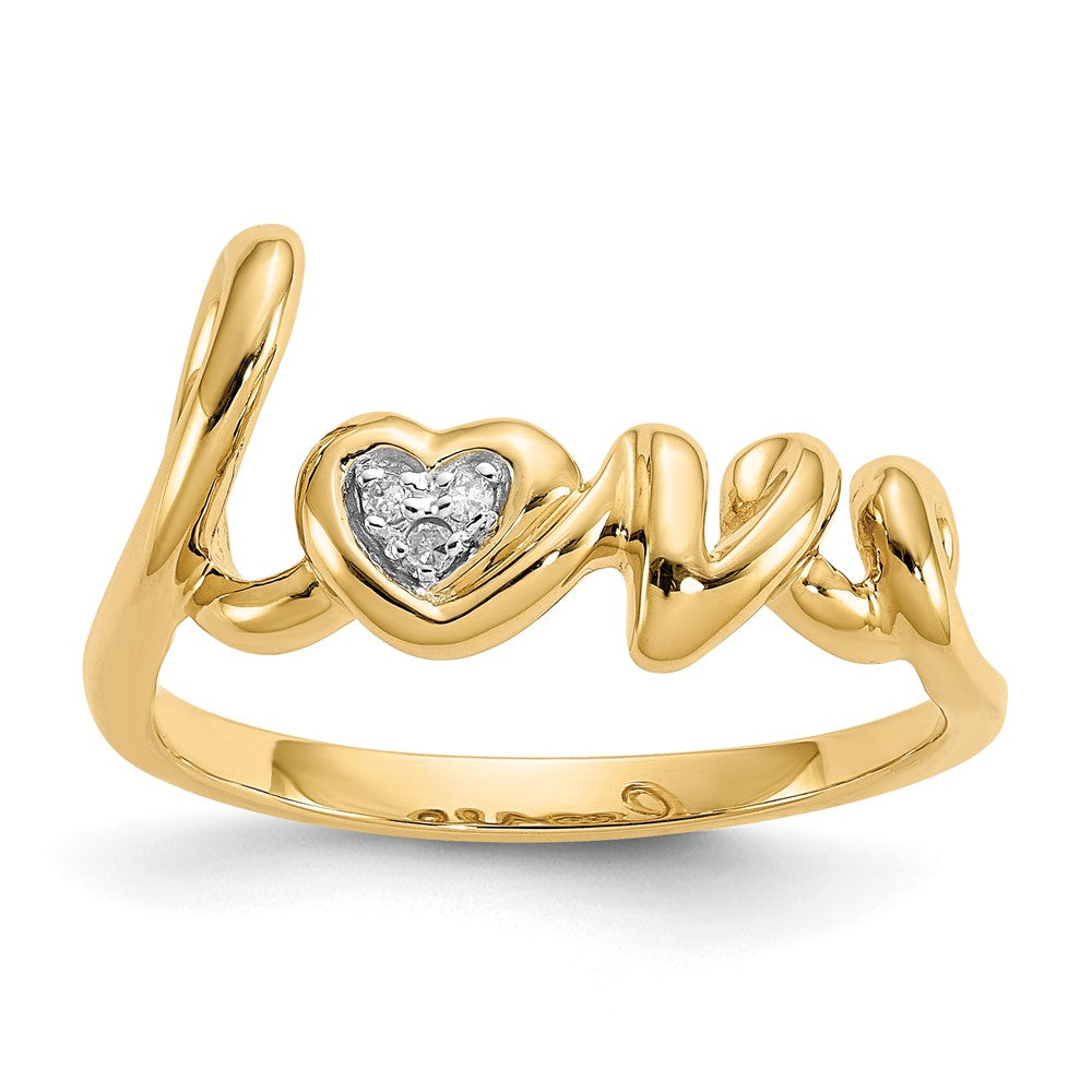 14K Yellow Gold Real Diamond LOVE Ring