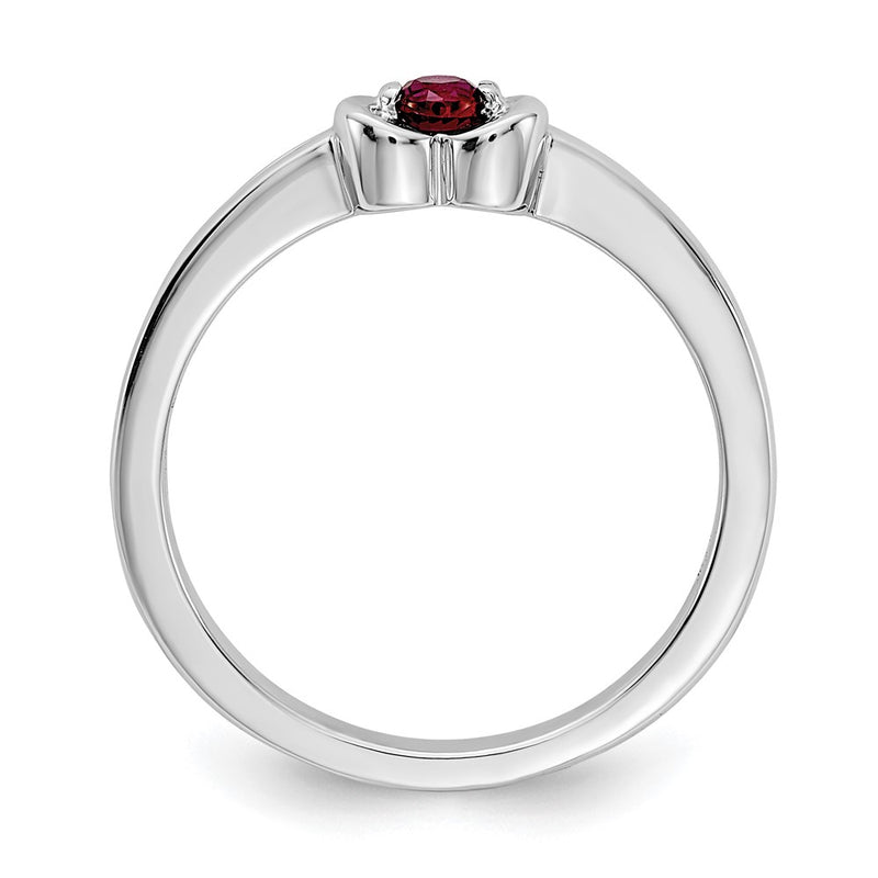 14k White Gold Red Real Diamond Ring
