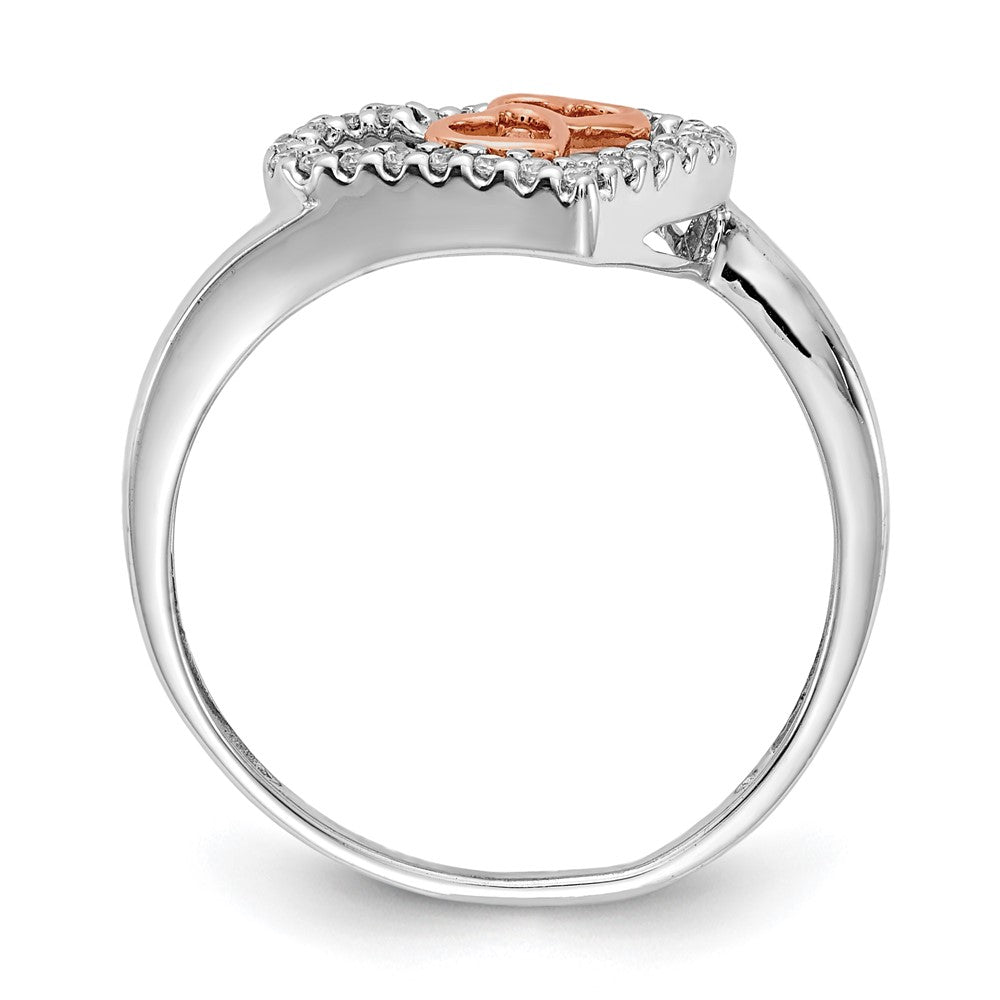 14k White Gold and Rose Gold Real Diamond Heart Ring