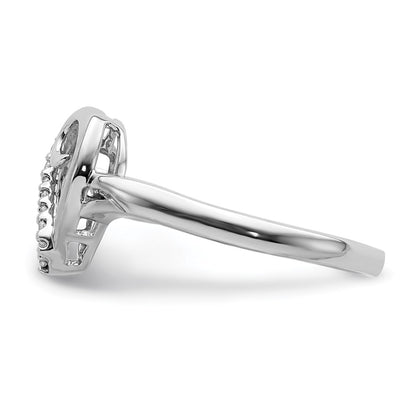 14k White Gold Real Diamond Heart Ring