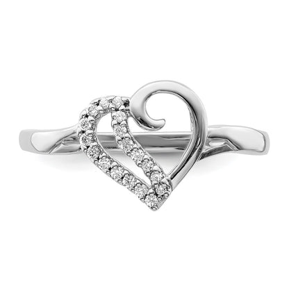 14k White Gold Real Diamond Heart Ring