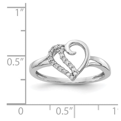 14k White Gold Real Diamond Heart Ring