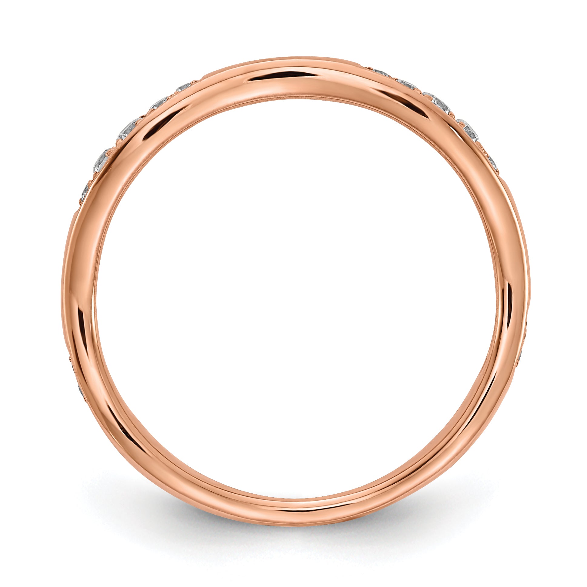 0.12ct. CZ Solid Real 14k Rose Gold Wedding Wedding Band Ring