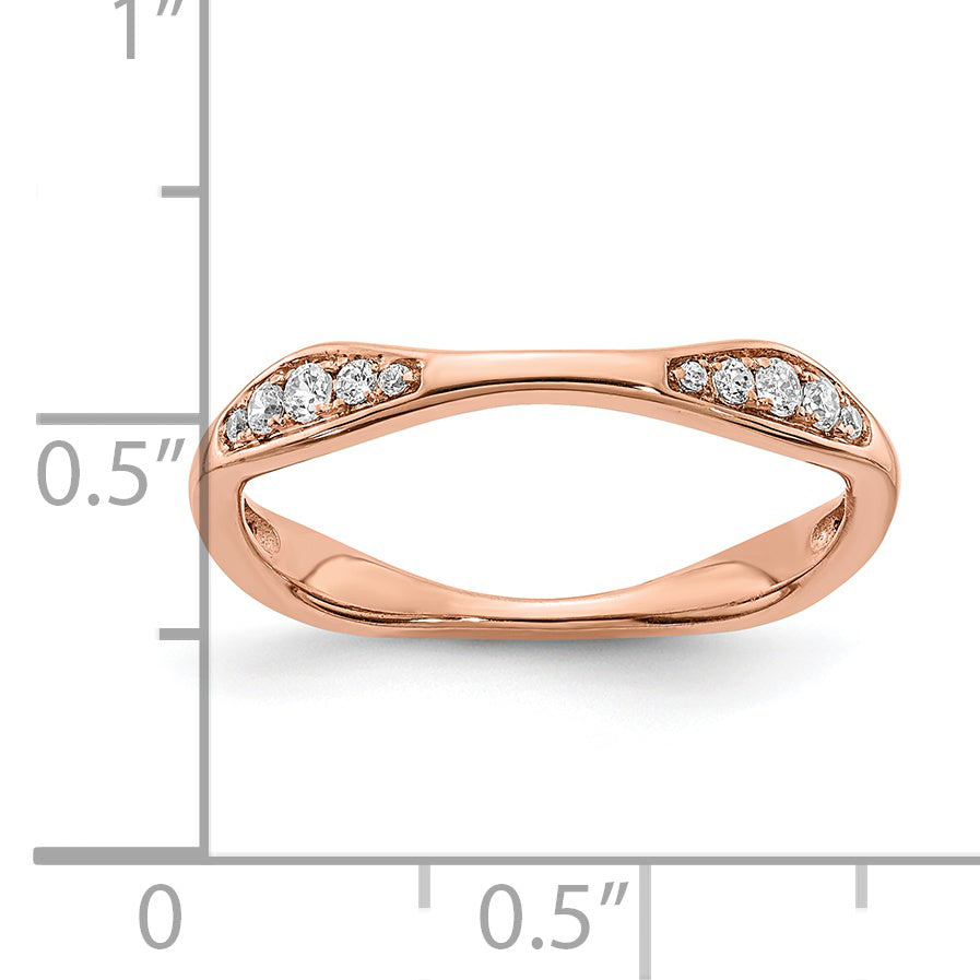 0.12ct. CZ Solid Real 14k Rose Gold Wedding Wedding Band Ring