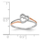 14k White and Rose Gold Real Diamond Polished Double Heart Ring