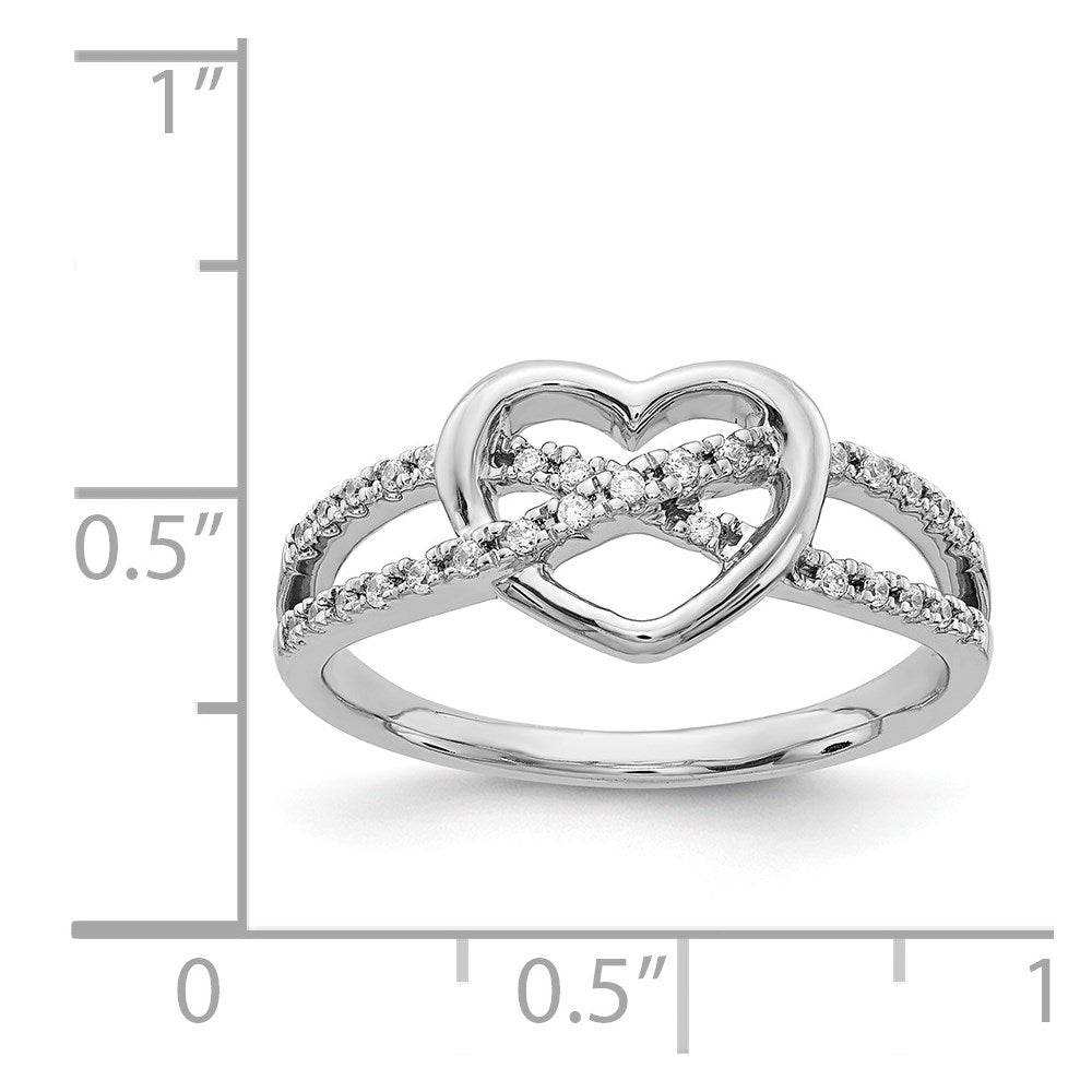 14k White Gold Real Diamond Heart Ring