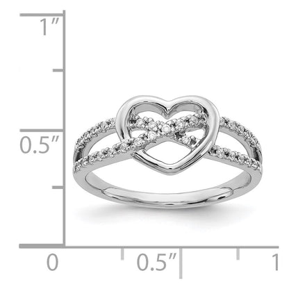 14k White Gold Real Diamond Heart Ring