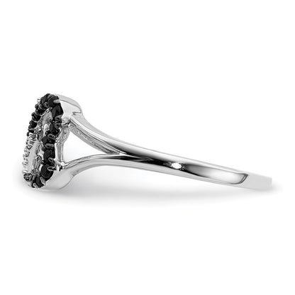 14k White Gold Black and White Real Diamond Infinity Heart Ring