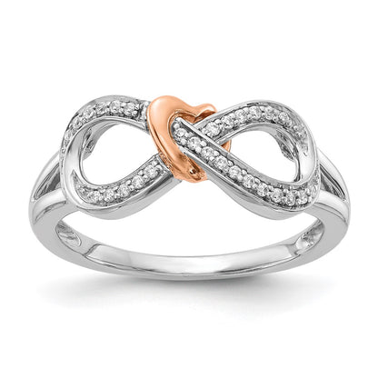 14k Two-Tone Gold Real Diamond Infinity w/Heart Ring