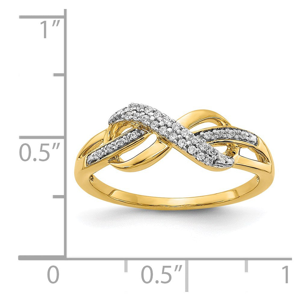 14K Yellow Gold Real Diamond Infinity Symbol Ring
