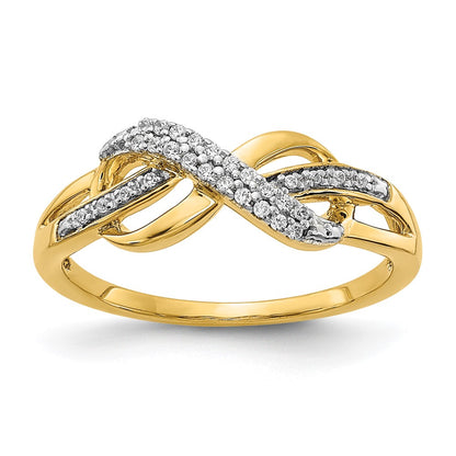 14K Yellow Gold Real Diamond Infinity Symbol Ring