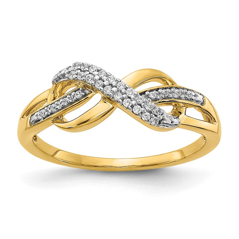 14K Yellow Gold Real Diamond Infinity Symbol Ring