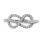 Solid 14k White Gold Simulated CZ Celtic Knot Ring