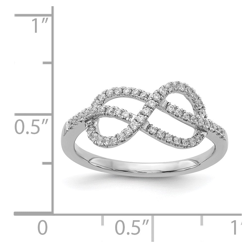 Solid 14k White Gold Simulated CZ Celtic Knot Ring