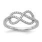 Solid 14k White Gold Simulated CZ Celtic Knot Ring