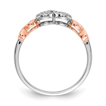 14k Rose Gold w/White Rhodium Real Diamond Infinity Ring