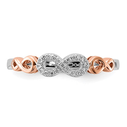 14k Rose Gold w/White Rhodium Real Diamond Infinity Ring