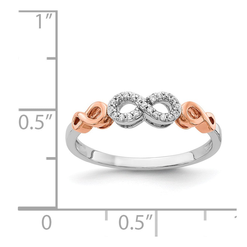 14k Rose Gold w/White Rhodium Real Diamond Infinity Ring